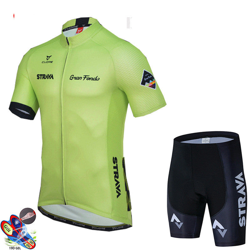 2021 New Strava Cycling Jersey Short Sleeve Suit Summer Road Bike Mountain Bike Bicycle Breathable Perspiration
